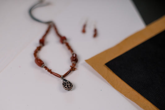 Brown Drop Pendent Necklace/Earring Set