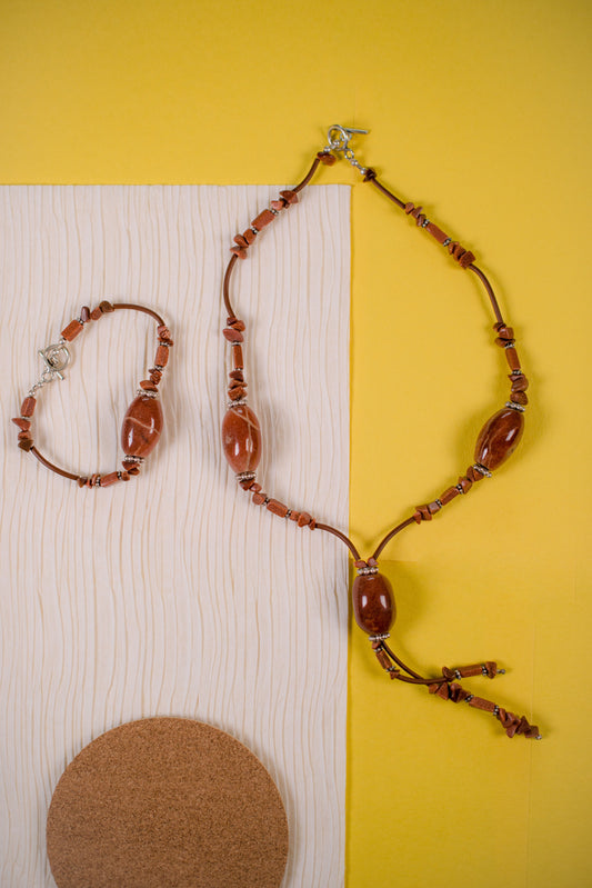 Brown Sand Drop Necklace/Bracelet Set