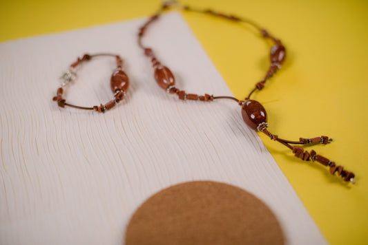 Brown Sand Drop Necklace/Bracelet Set