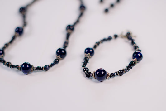 Midnight Blue Necklace/Bracelet/Earrings Set