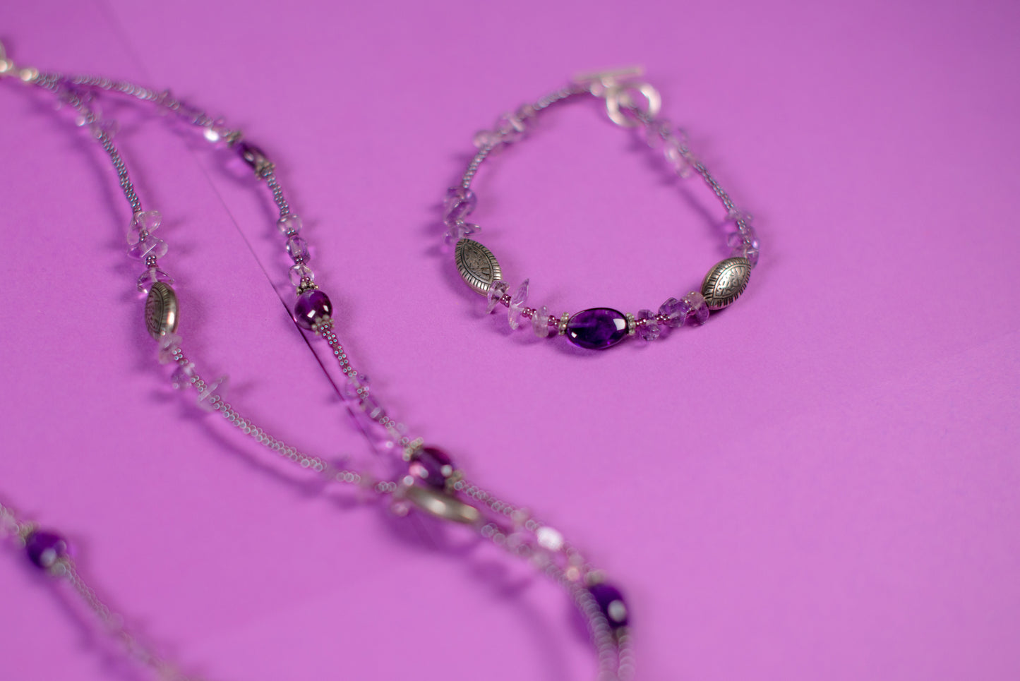 Lavender Double Stranded Necklace/Bracelet Set