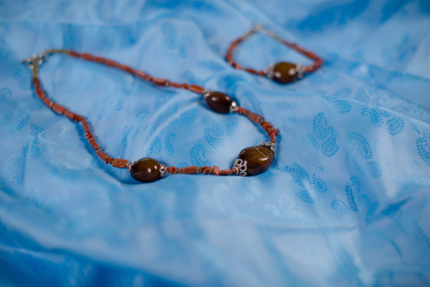 Sand & Dark Brown Necklace/Bracelet Set