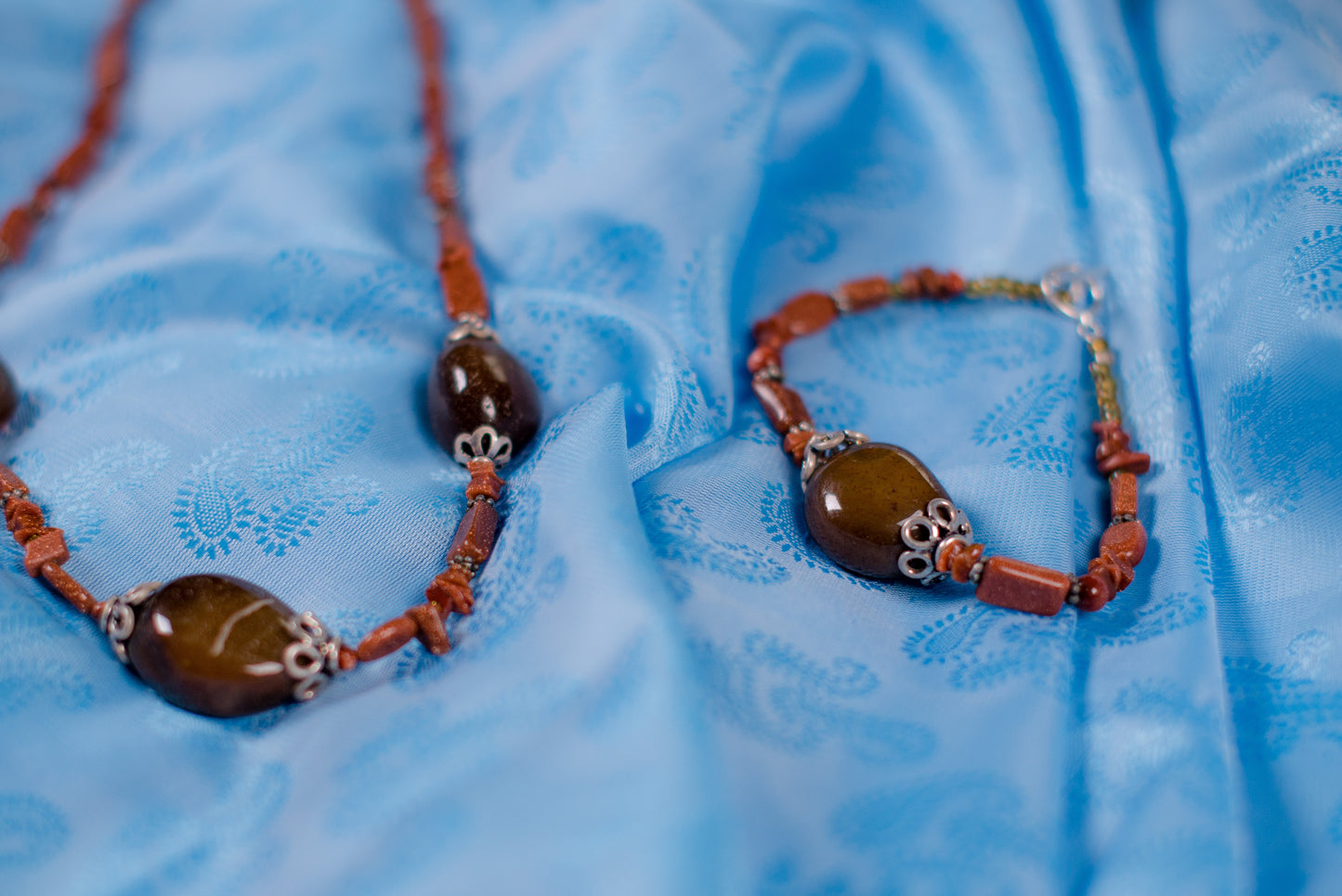 Sand & Dark Brown Necklace/Bracelet Set