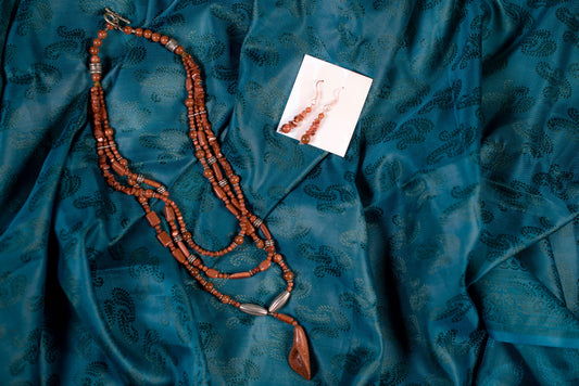 Orange Sand Necklace/Earrings Set