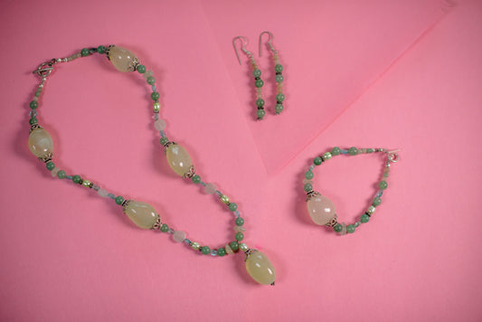 Jade Drop Necklace/Bracelet Set