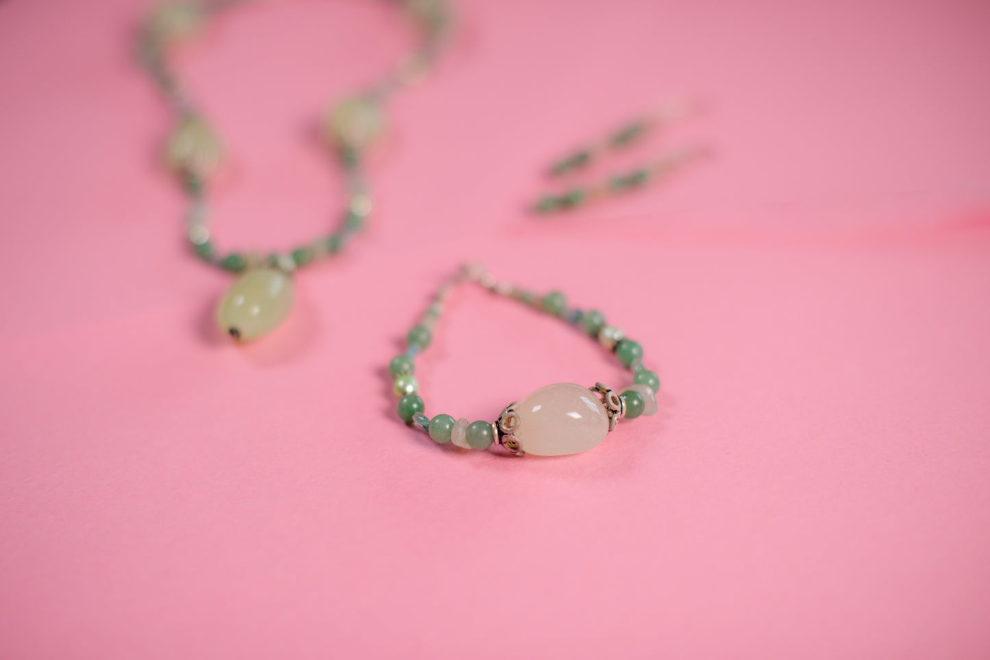 Jade Drop Necklace/Bracelet Set